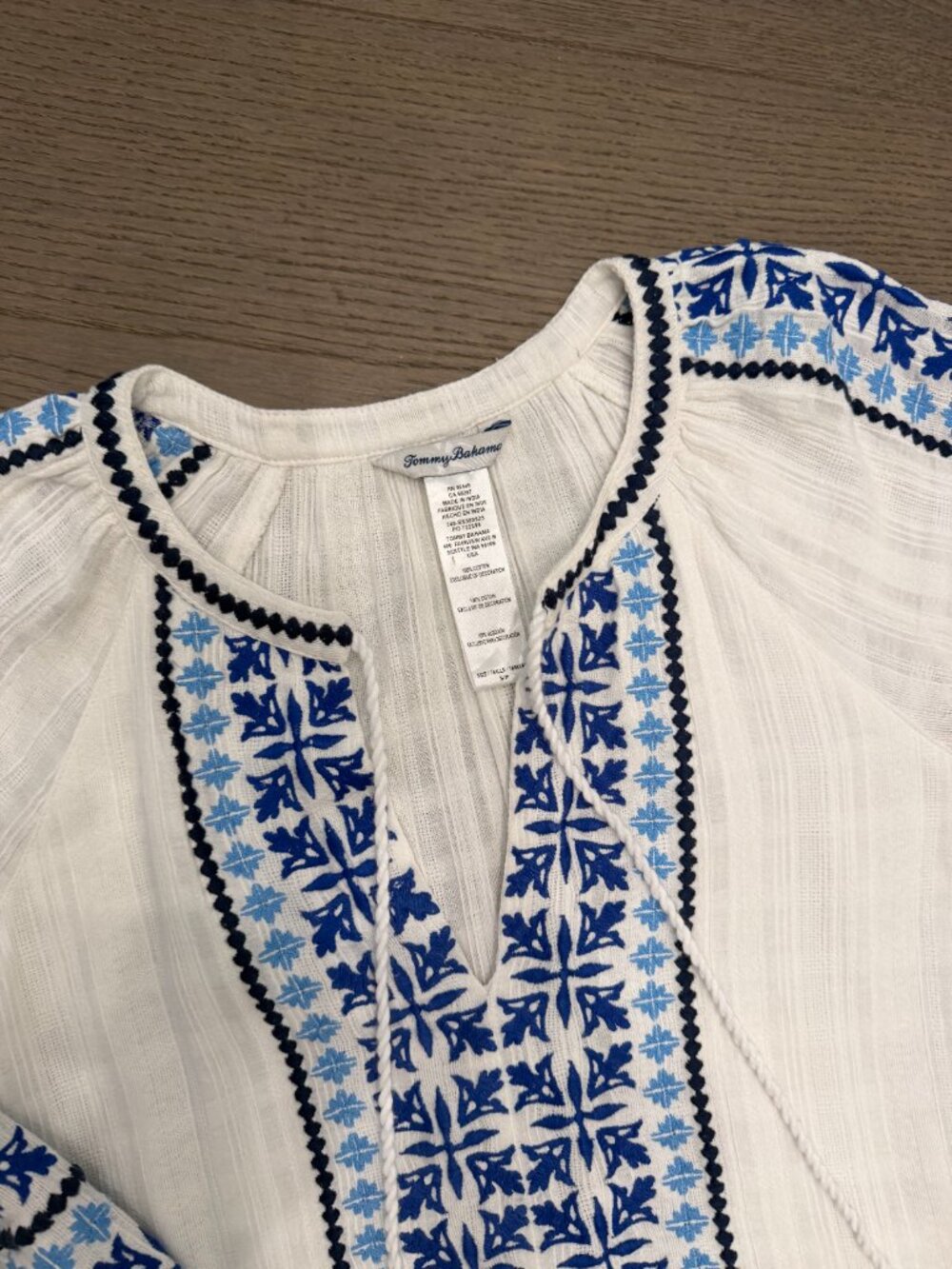 Tommy Bahama Womens White Blue Embroidered Cotton Gauze Midi Dress S - Picture 4 of 7